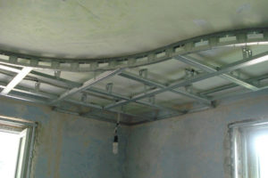 Монтаж подвесного разноуровневого, сложного, криволинейного потолка из ГКЛ